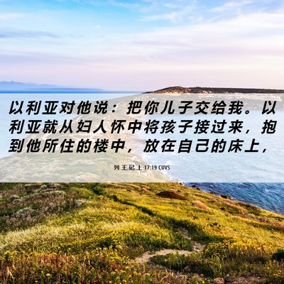 Picture 06 - 列 王 记 上 17:19 CUVS - 以 利 亚 对 他 说 ： 把 你 儿 子 交 - Bible Verse Picture