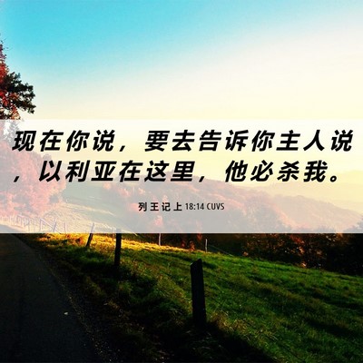 Picture 06 - 列 王 记 上 18:14 CUVS - 现 在 你 说 ， 要 去 告 诉 你 主 人 - Bible Verse Picture