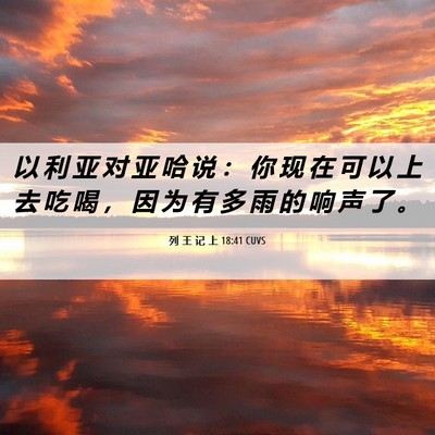 Picture 06 - 列 王 记 上 18:41 CUVS - 以 利 亚 对 亚 哈 说 ： 你 现 在 可 - Bible Verse Picture