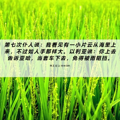 Picture 06 - 列 王 记 上 18:44 CUVS - 第 七 次 仆 人 说 ： 我 看 见 有 一 - Bible Verse Picture