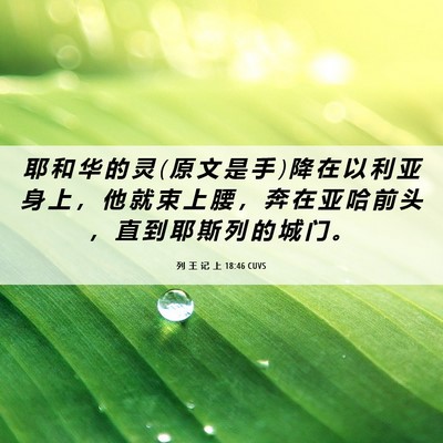 Picture 06 - 列 王 记 上 18:46 CUVS - 耶 和 华 的 灵 ( 原 文 是 手 ) 降 在 - Bible Verse Picture