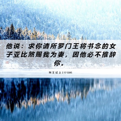 Picture 06 - 列 王 记 上 2:17 CUVS - 他 说 ： 求 你 请 所 罗 门 王 将 书 - Bible Verse Picture