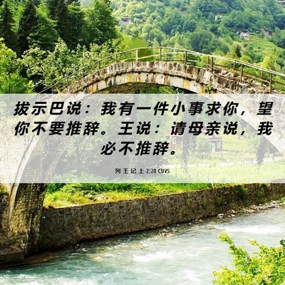 Picture 06 - 列 王 记 上 2:20 CUVS - 拔 示 巴 说 ： 我 有 一 件 小 事 求 - Bible Verse Picture