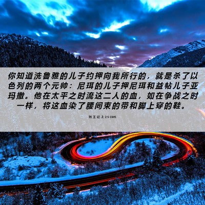Picture 06 - 列 王 记 上 2:5 CUVS - 你 知 道 洗 鲁 雅 的 儿 子 约 押 向 - Bible Verse Picture