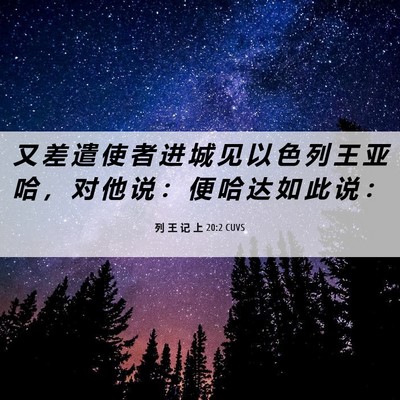 Picture 06 - 列 王 记 上 20:2 CUVS - 又 差 遣 使 者 进 城 见 以 色 列 王 - Bible Verse Picture