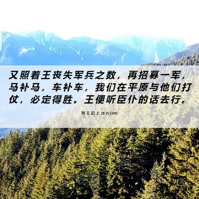 Picture 06 - 列 王 记 上 20:25 CUVS - 又 照 着 王 丧 失 军 兵 之 数 ， 再 - Bible Verse Picture