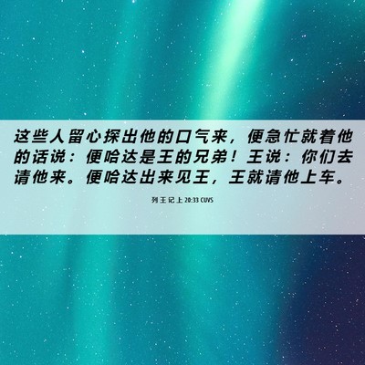 Picture 06 - 列 王 记 上 20:33 CUVS - 这 些 人 留 心 探 出 他 的 口 气 来 - Bible Verse Picture