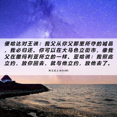 Picture 06 - 列 王 记 上 20:34 CUVS - 便 哈 达 对 王 说 ： 我 父 从 你 父 - Bible Verse Picture