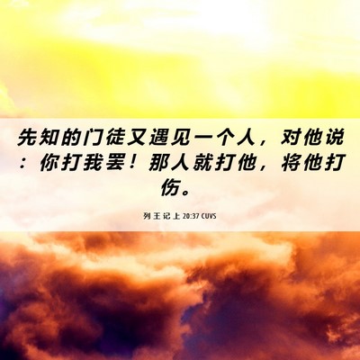Picture 06 - 列 王 记 上 20:37 CUVS - 先 知 的 门 徒 又 遇 见 一 个 人 ， - Bible Verse Picture