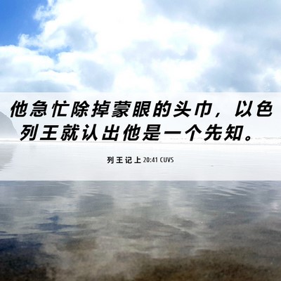Picture 06 - 列 王 记 上 20:41 CUVS - 他 急 忙 除 掉 蒙 眼 的 头 巾 ， 以 - Bible Verse Picture