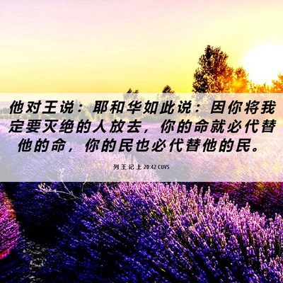 Picture 06 - 列 王 记 上 20:42 CUVS - 他 对 王 说 ： 耶 和 华 如 此 说 ： - Bible Verse Picture