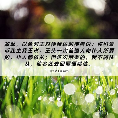 Picture 06 - 列 王 记 上 20:9 CUVS - 故 此 ， 以 色 列 王 对 便 哈 达 的 - Bible Verse Picture