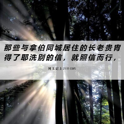 Picture 06 - 列 王 记 上 21:11 CUVS - 那 些 与 拿 伯 同 城 居 住 的 长 老 - Bible Verse Picture