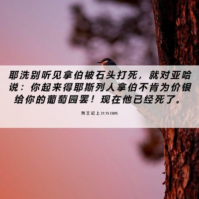 Picture 06 - 列 王 记 上 21:15 CUVS - 耶 洗 别 听 见 拿 伯 被 石 头 打 死 - Bible Verse Picture