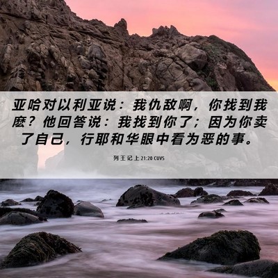 Picture 06 - 列 王 记 上 21:20 CUVS - 亚 哈 对 以 利 亚 说 ： 我 仇 敌 啊 - Bible Verse Picture