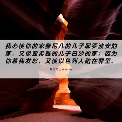 Picture 06 - 列 王 记 上 21:22 CUVS - 我 必 使 你 的 家 像 尼 八 的 儿 子 - Bible Verse Picture