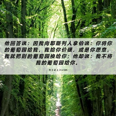 Picture 06 - 列 王 记 上 21:6 CUVS - 他 回 答 说 ： 因 我 向 耶 斯 列 人 - Bible Verse Picture