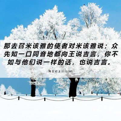 Picture 06 - 列 王 记 上 22:13 CUVS - 那 去 召 米 该 雅 的 使 者 对 米 该 - Bible Verse Picture