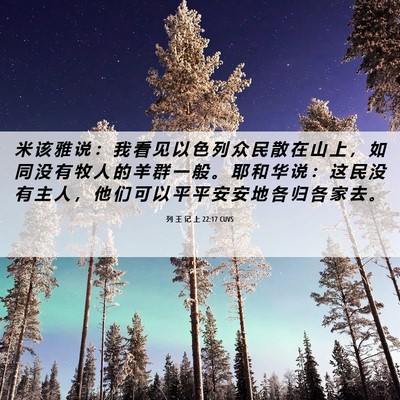 Picture 06 - 列 王 记 上 22:17 CUVS - 米 该 雅 说 ： 我 看 见 以 色 列 众 - Bible Verse Picture