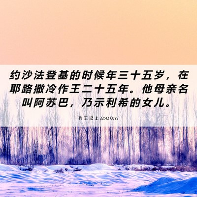 Picture 06 - 列 王 记 上 22:42 CUVS - 约 沙 法 登 基 的 时 候 年 三 十 五 - Bible Verse Picture