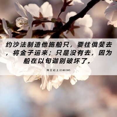 Picture 06 - 列 王 记 上 22:48 CUVS - 约 沙 法 制 造 他 施 船 只 ， 要 往 - Bible Verse Picture