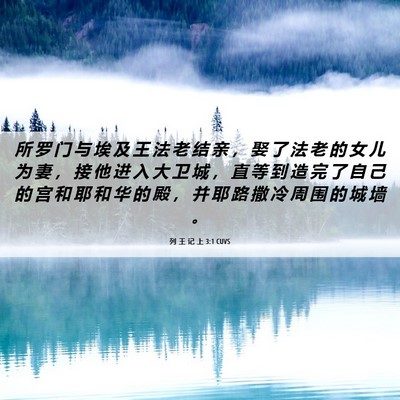 Picture 06 - 列 王 记 上 3:1 CUVS - 所 罗 门 与 埃 及 王 法 老 结 亲 ， - Bible Verse Picture