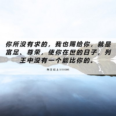 Picture 06 - 列 王 记 上 3:13 CUVS - 你 所 没 有 求 的 ， 我 也 赐 给 你 - Bible Verse Picture