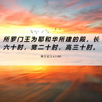 Picture 06 - 列 王 记 上 6:2 CUVS - 所 罗 门 王 为 耶 和 华 所 建 的 殿 - Bible Verse Picture