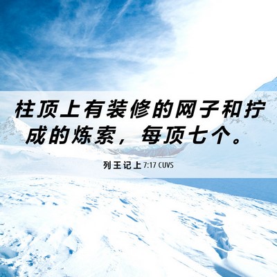 Picture 06 - 列 王 记 上 7:17 CUVS - 柱 顶 上 有 装 修 的 网 子 和 拧 成 - Bible Verse Picture