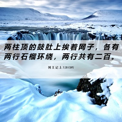 Picture 06 - 列 王 记 上 7:20 CUVS - 两 柱 顶 的 鼓 肚 上 挨 着 网 子 ， - Bible Verse Picture