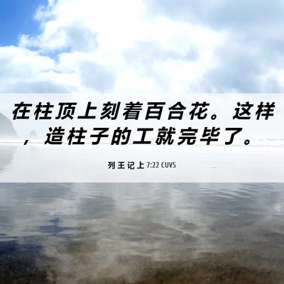 Picture 06 - 列 王 记 上 7:22 CUVS - 在 柱 顶 上 刻 着 百 合 花 。 这 样 - Bible Verse Picture
