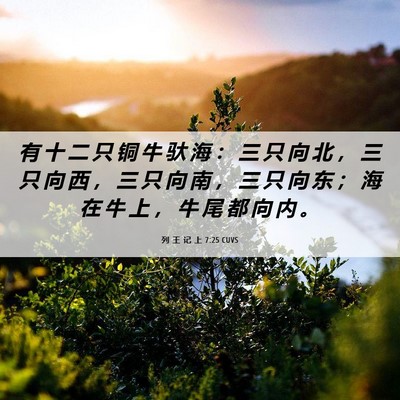 Picture 06 - 列 王 记 上 7:25 CUVS - 有 十 二 只 铜 牛 驮 海 ： 三 只 向 - Bible Verse Picture