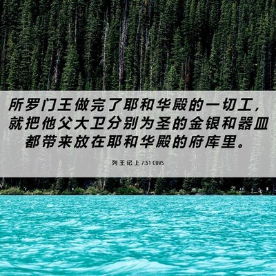 Picture 06 - 列 王 记 上 7:51 CUVS - 所 罗 门 王 做 完 了 耶 和 华 殿 的 - Bible Verse Picture