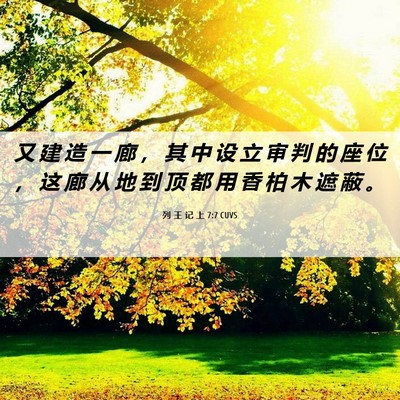 Picture 06 - 列 王 记 上 7:7 CUVS - 又 建 造 一 廊 ， 其 中 设 立 审 判 - Bible Verse Picture