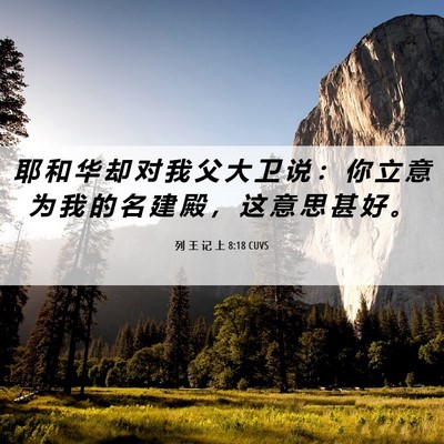 Picture 06 - 列 王 记 上 8:18 CUVS - 耶 和 华 却 对 我 父 大 卫 说 ： 你 - Bible Verse Picture