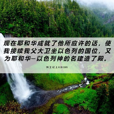 Picture 06 - 列 王 记 上 8:20 CUVS - 现 在 耶 和 华 成 就 了 他 所 应 许 - Bible Verse Picture