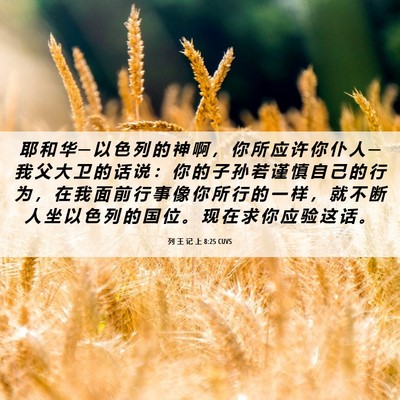 Picture 06 - 列 王 记 上 8:25 CUVS - 耶 和 华 ─ 以 色 列 的 神 啊 ， 你 - Bible Verse Picture
