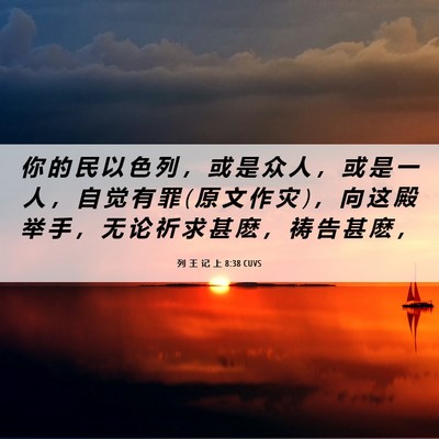 Picture 06 - 列 王 记 上 8:38 CUVS - 你 的 民 以 色 列 ， 或 是 众 人 ， - Bible Verse Picture