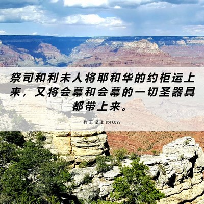 Picture 06 - 列 王 记 上 8:4 CUVS - 祭 司 和 利 未 人 将 耶 和 华 的 约 - Bible Verse Picture