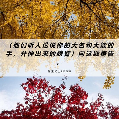 Picture 06 - 列 王 记 上 8:42 CUVS - （ 他 们 听 人 论 说 你 的 大 名 和 - Bible Verse Picture