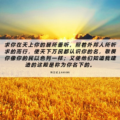 Picture 06 - 列 王 记 上 8:43 CUVS - 求 你 在 天 上 你 的 居 所 垂 听 ， - Bible Verse Picture