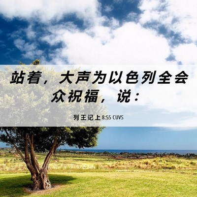 Picture 06 - 列 王 记 上 8:55 CUVS - 站 着 ， 大 声 为 以 色 列 全 会 众 - Bible Verse Picture