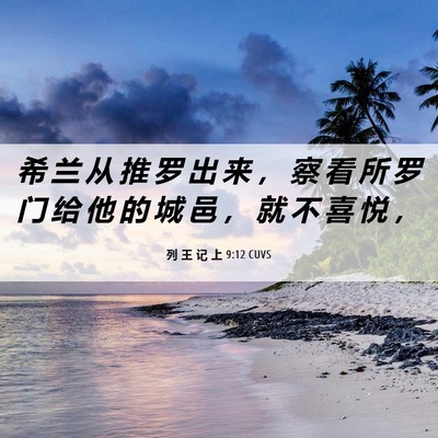Picture 06 - 列 王 记 上 9:12 CUVS - 希 兰 从 推 罗 出 来 ， 察 看 所 罗 - Bible Verse Picture