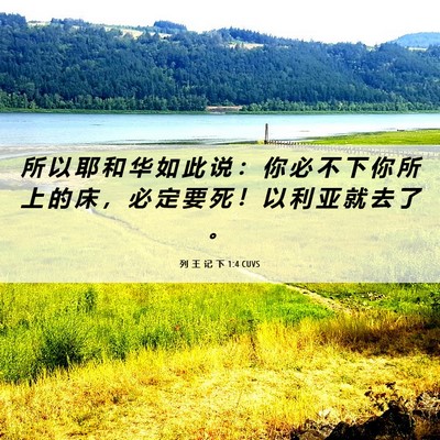 Picture 06 - 列 王 记 下 1:4 CUVS - 所 以 耶 和 华 如 此 说 ： 你 必 不 - Bible Verse Picture