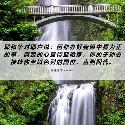 Picture 06 - 列 王 记 下 10:30 CUVS - 耶 和 华 对 耶 户 说 ： 因 你 办 好 - Bible Verse Picture