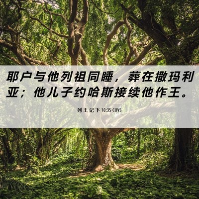 Picture 06 - 列 王 记 下 10:35 CUVS - 耶 户 与 他 列 祖 同 睡 ， 葬 在 撒 - Bible Verse Picture