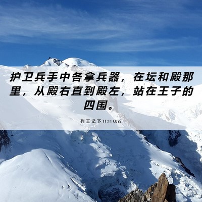 Picture 06 - 列 王 记 下 11:11 CUVS - 护 卫 兵 手 中 各 拿 兵 器 ， 在 坛 - Bible Verse Picture