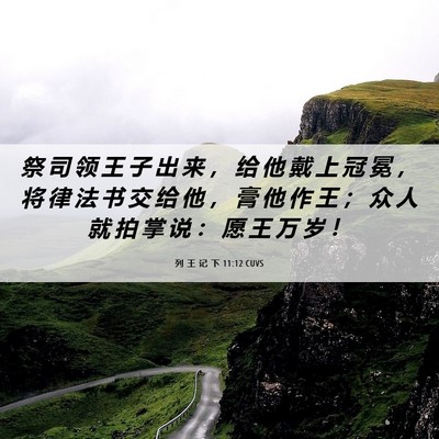 Picture 06 - 列 王 记 下 11:12 CUVS - 祭 司 领 王 子 出 来 ， 给 他 戴 上 - Bible Verse Picture