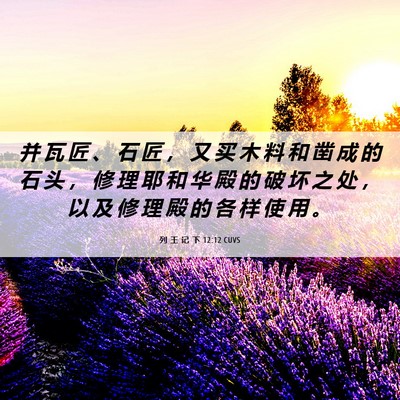 Picture 06 - 列 王 记 下 12:12 CUVS - 并 瓦 匠 、 石 匠 ， 又 买 木 料 和 - Bible Verse Picture