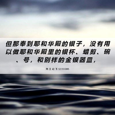 Picture 06 - 列 王 记 下 12:13 CUVS - 但 那 奉 到 耶 和 华 殿 的 银 子 ， - Bible Verse Picture